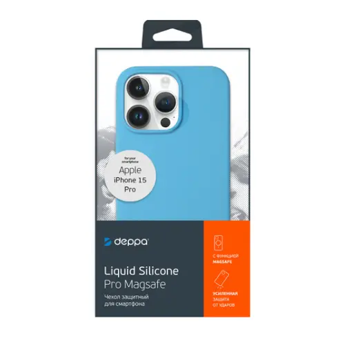 Накладка для Apple iPhone 15 Pro Liquid Silicone Case Pro Magsafe голубая Deppa Накладка Apple iPhone купить в Барнауле фото 2