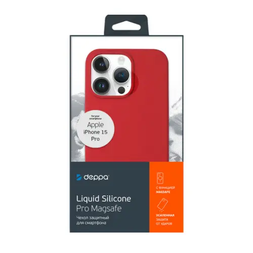 Накладка для Apple iPhone 15 Pro Liquid Silicone Case Pro Magsafe красная Deppa Накладка Apple iPhone купить в Барнауле фото 2