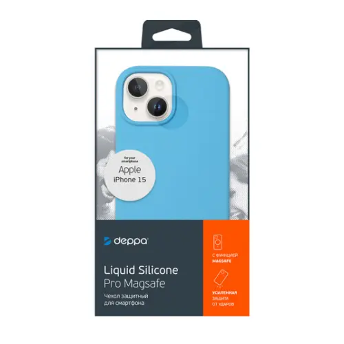 Накладка для Apple iPhone 15 Liquid Silicone Case Pro Magsafe голубая Deppa Накладка Apple iPhone купить в Барнауле фото 2