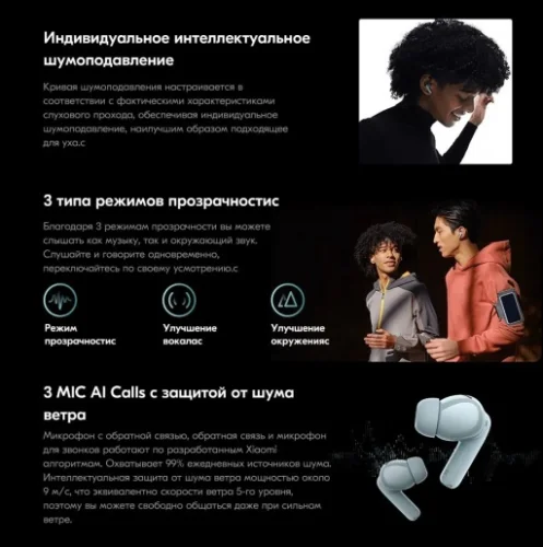 Гарнитура беспроводная Xiaomi Redmi Buds 5 Pro Midnight Black Раздельные наушники Xiaomi купить в Барнауле фото 7