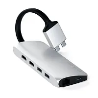Хаб Satechi Type-C Dual Multimedia Adapter для Macbook с двумя портами USB-C серебряный Док-станции и хабы купить в Барнауле