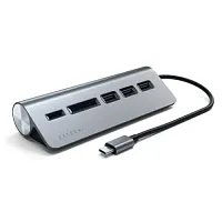 Адаптер Satechi Type-C USB Hub&Micro/SD Card Reader 3 порта USB 3.0 серый космоc Док-станции и хабы купить в Барнауле